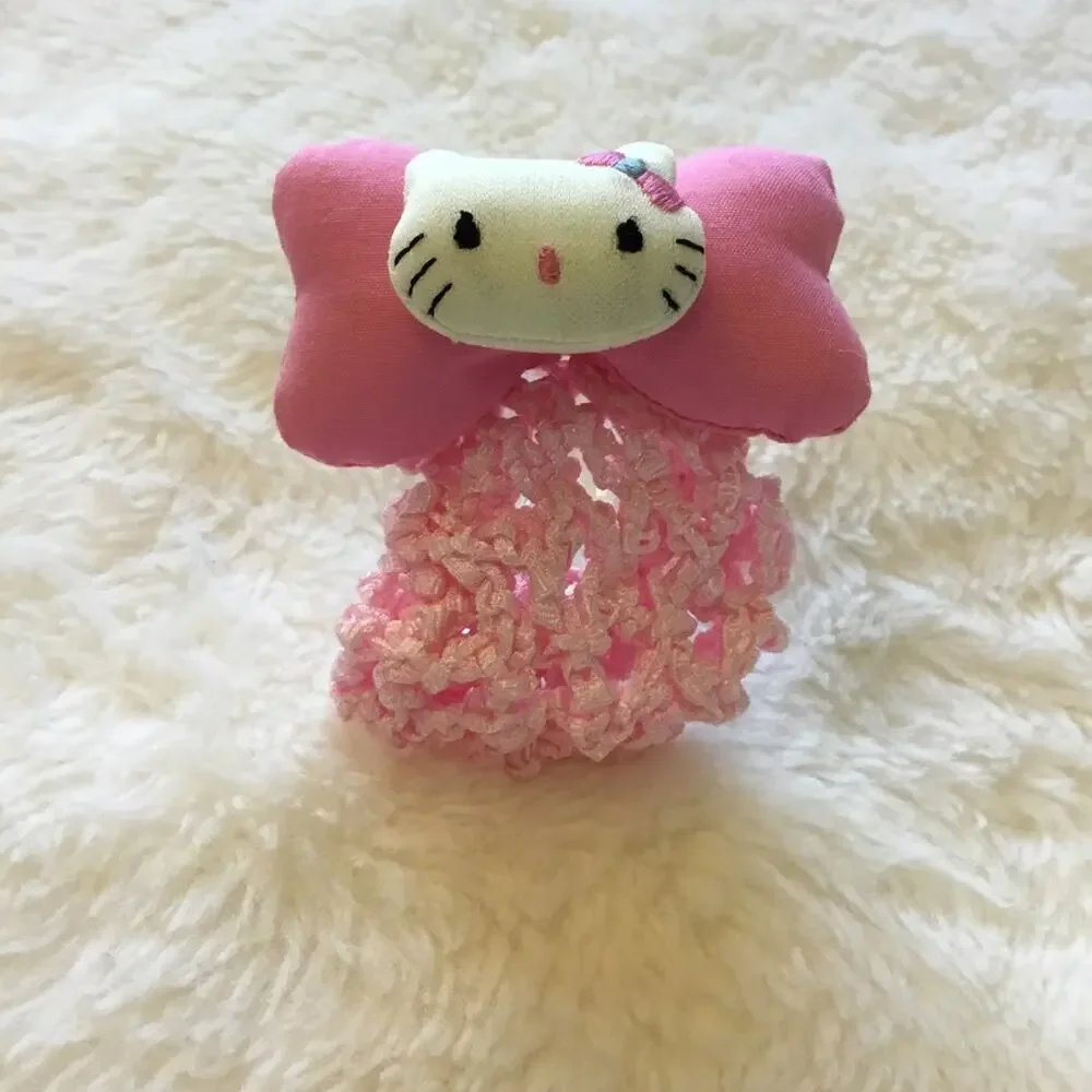 Vintage-Hello Kitty Pink Crochet Wrap Hair Clip Set